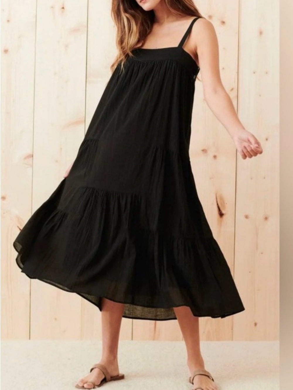 GUC Jenni Kayne Black Tiered Flowy Maxi Dress | Small